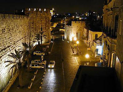Jaffa Gate at night